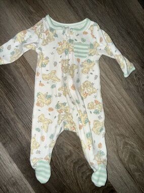 Disney Baby Cream Footed One-Piece with Yellow & Green Simba Print